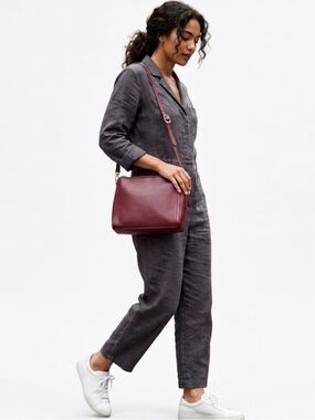 Lo & Sons pearl crossbody bag in burgandy Vegan Cactus leather
